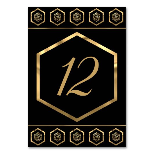 RPG Dice | Gold Fantasy Retro Tabletop PnP Gamer Tischnummer (Vorderseite)