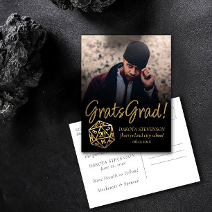 RPG Dice   Gold Fantasy Tabletop Abschluss Ankündigungspostkarte