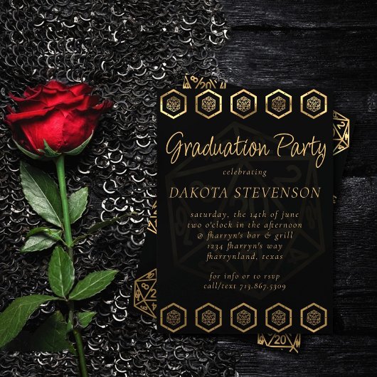 RPG Dice | Gold Fantasy Tabletop Abschluss Einladung