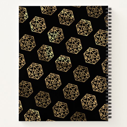 RPG Dice | Gold Fantasy Tabletop Gamepapier Notizblock (Rückseite)