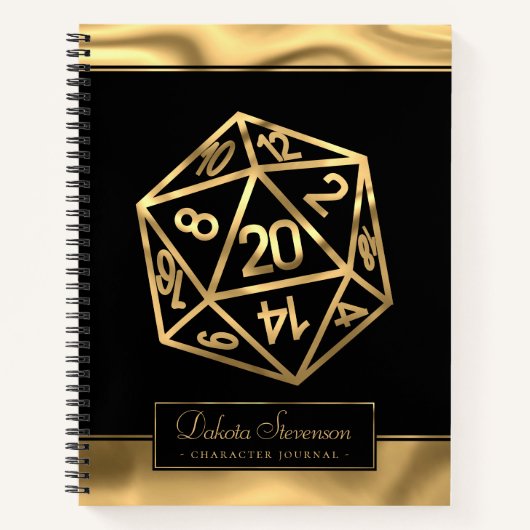 RPG Dice | Gold Fantasy Tabletop Gamepapier Notizblock (Vorderseite)