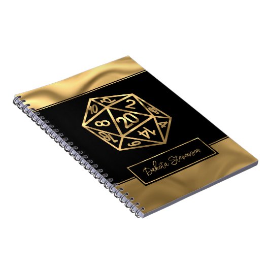 RPG Dice | Gold Fantasy Tabletop Gamer-Charakter Notizblock (Rechte Seite)