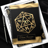 RPG Dice | Gold Fantasy Tabletop Gamer-Charakter Notizblock