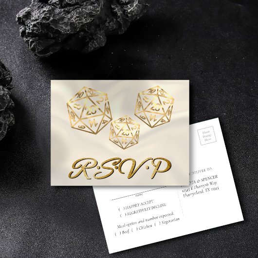 RPG Dice | Gold Fantasy Tabletop Gamer Entree UAWG Einladungspostkarte