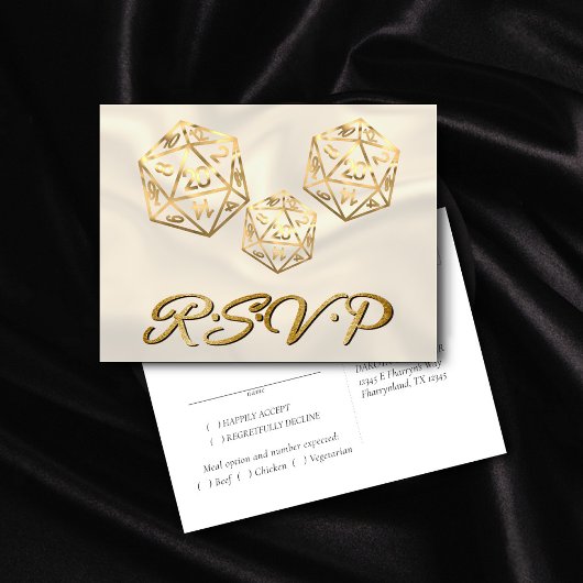 RPG Dice | Gold Fantasy Tabletop Gamer Entree UAWG Einladungspostkarte