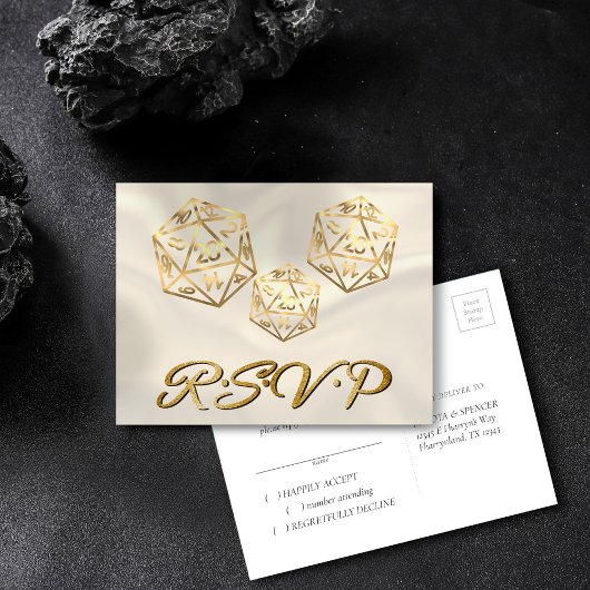 RPG Dice | Gold Fantasy Tabletop Gamer Event UAWG Einladungspostkarte