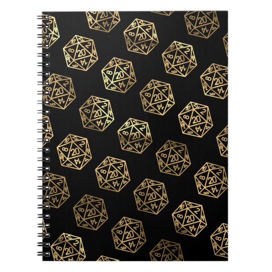 RPG Dice | Gold Fantasy Tabletop Gamer Kampagne Notizblock (Vorderseite)