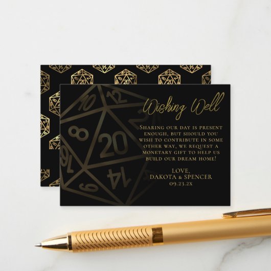 RPG Dice | Gold Fantasy Tabletop Gute Wünsche Begleitkarte (Vorderseite/Rückseite Beispiel)