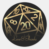 RPG Dice | Gold Fantasy Tabletop PnP Gamer Custom Runder Aufkleber (Vorderseite)
