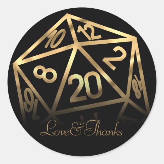 RPG Dice | Gold Fantasy Tabletop PnP Gamer Custom Runder Aufkleber (Vorderseite)