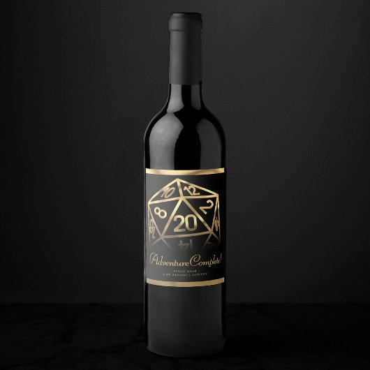 RPG Dice | Gold Fantasy Tabletop PnP Gamer Custom Weinetikett