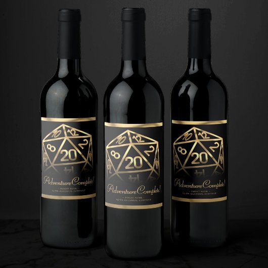 RPG Dice | Gold Fantasy Tabletop PnP Gamer Custom Weinetikett