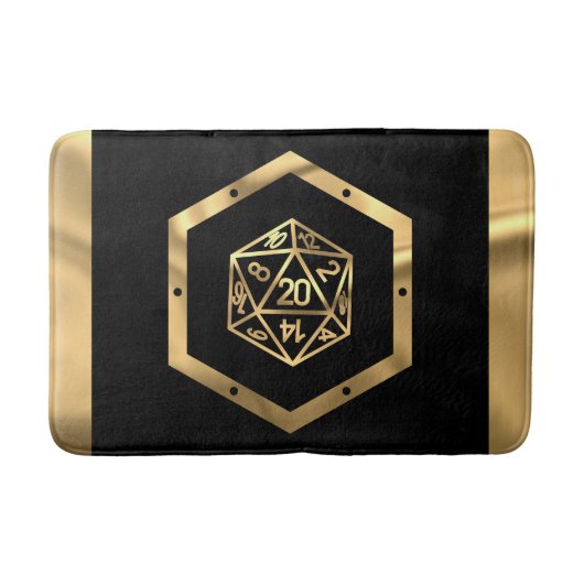 RPG Dice | Gold Fantasy Tabletop Retro PnP Gamer Badematte (Vorderseite)