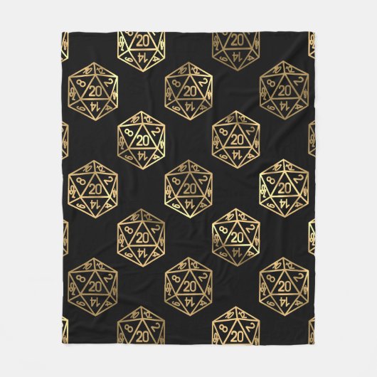 RPG Dice | Gold Fantasy Tabletop Retro PnP Gamer Fleecedecke (Vorderseite)