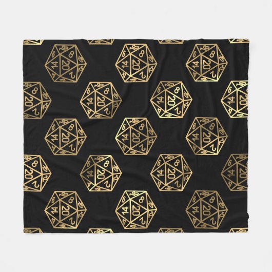 RPG Dice | Gold Fantasy Tabletop Retro PnP Gamer Fleecedecke (Vorderseite (Horizontal))