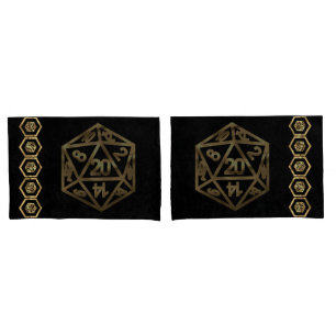 RPG Dice Gold Fantasy Tabletop Retro PnP Gamer Kissenbezug