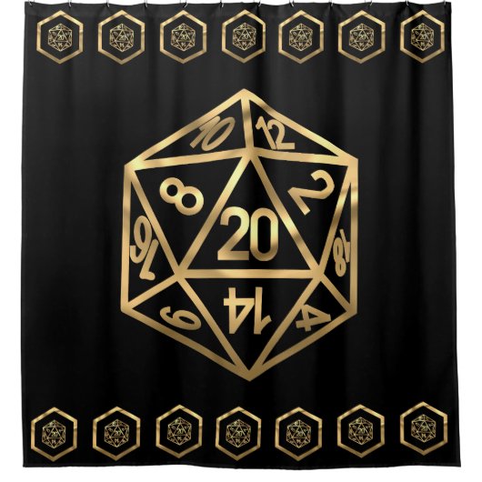 RPG Dice | Gold Old School Tabletop PnP Roleplayer Duschvorhang (Vorderseite)