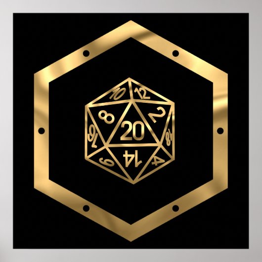 RPG Dice | Gold Old School Tabletop PnP Roleplayer Poster (Vorne)
