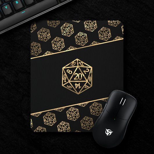 RPG Dice | Gold Old School Tabletop Role Player Mousepad