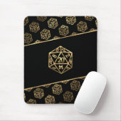 RPG Dice | Gold Old School Tabletop Role Player Mousepad (Mit Mouse)