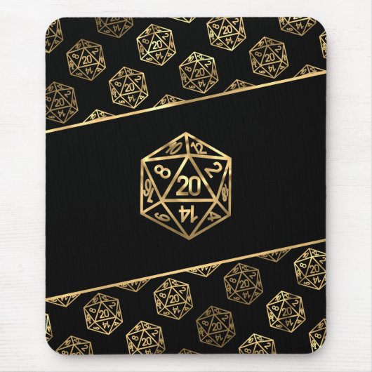 RPG Dice | Gold Old School Tabletop Role Player Mousepad (Vorne)