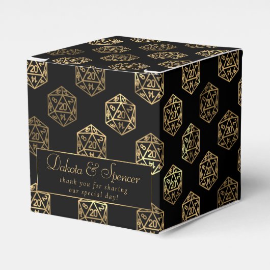 RPG Dice | Gold Tabletop Role Player Vielen Dank Geschenkschachtel (Vorderseite)