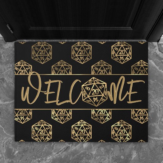 RPG Dice | Gold Tabletop Role Player Willkommen Fußmatte
