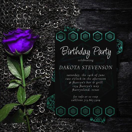 RPG Dice | Green Fantasy Tabletop PnP Abschluss Einladung