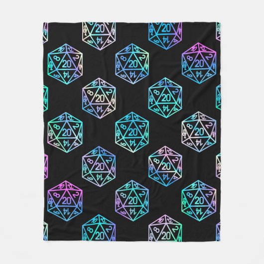 RPG Dice | Holo Fantasy Retro Tabletop PnP Gamer Fleecedecke (Vorderseite)