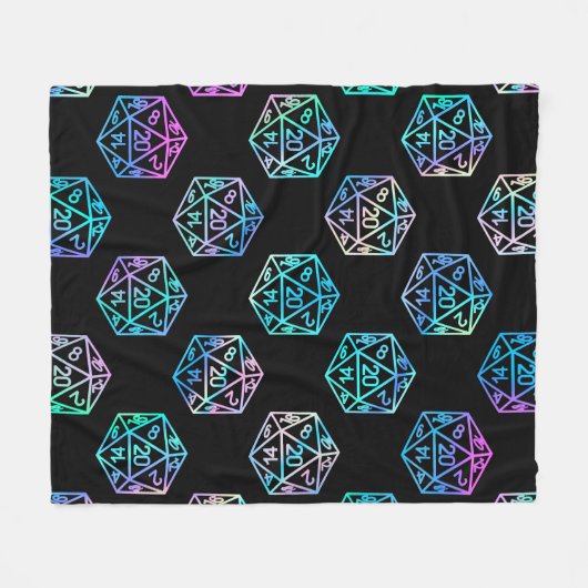 RPG Dice | Holo Fantasy Retro Tabletop PnP Gamer Fleecedecke (Vorderseite (Horizontal))