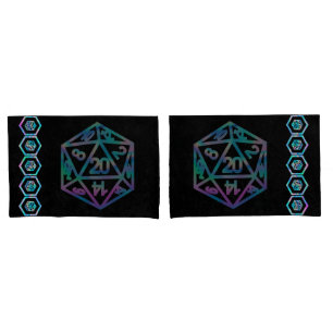 RPG Dice   Holo Fantasy Retro Tabletop PnP Gamer Kissenbezug