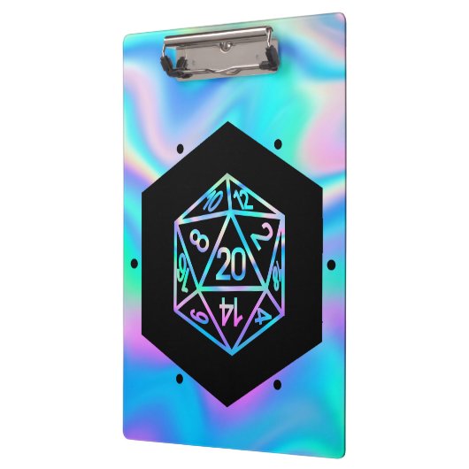 RPG Dice | Holo Fantasy Retro Tabletop PnP Gamer Klemmbrett (Links)