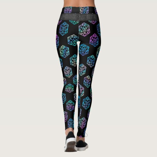 RPG Dice | Holo Fantasy Retro Tabletop PnP Gamer Leggings (Rückseite)