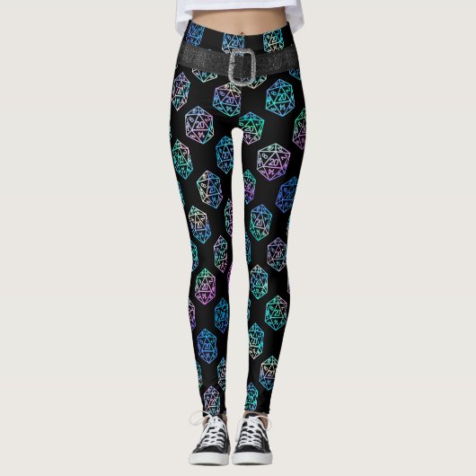 RPG Dice | Holo Fantasy Retro Tabletop PnP Gamer Leggings (Vorderseite)
