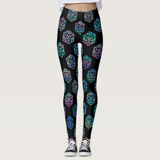 RPG Dice | Holo Fantasy Retro Tabletop PnP Gamer Leggings (Vorderseite)