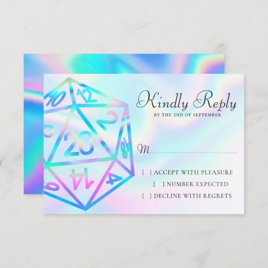 RPG Dice | Holo Fantasy Retro Tabletop PnP Gamer RSVP Karte (Vorne/Hinten)