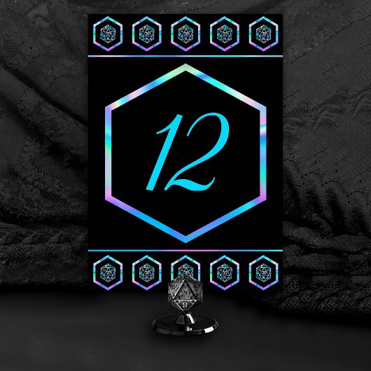 RPG Dice | Holo Fantasy Retro Tabletop PnP Gamer Tischnummer