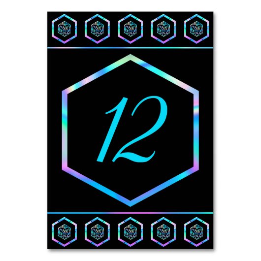 RPG Dice | Holo Fantasy Retro Tabletop PnP Gamer Tischnummer (Rückseite)