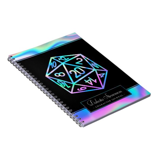 RPG Dice | Holo Fantasy Tabletop Gamer Character Notizblock (Rechte Seite)