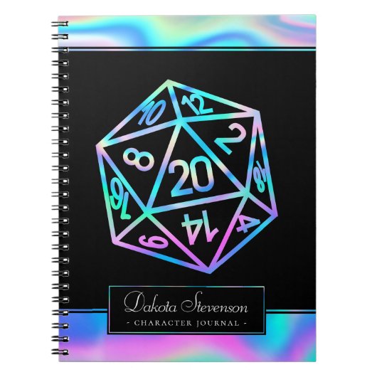 RPG Dice | Holo Fantasy Tabletop Gamer Character Notizblock (Vorderseite)