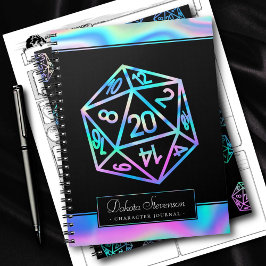 RPG Dice | Holo Fantasy Tabletop Gamer Character Notizblock