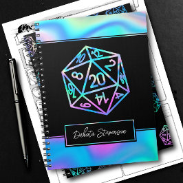 RPG Dice | Holo Fantasy Tabletop Gamer Character Notizblock