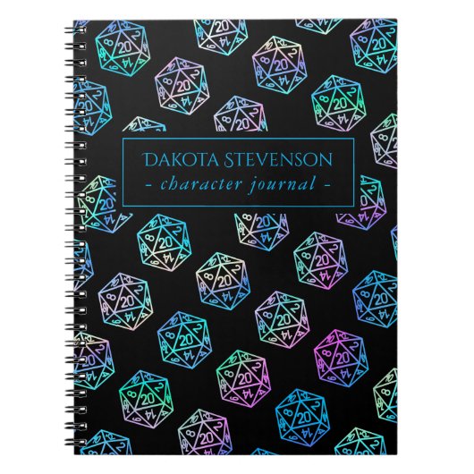 RPG Dice | Holo Fantasy Tabletop Gamer Character Notizblock (Vorderseite)