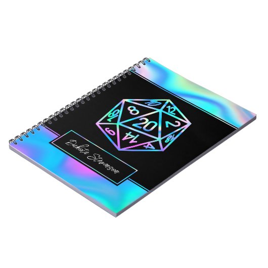 RPG Dice | Holo Fantasy Tabletop Gamer Character Notizblock (Linke Seite)
