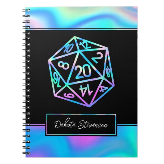 RPG Dice | Holo Fantasy Tabletop Gamer Character Notizblock (Vorderseite)