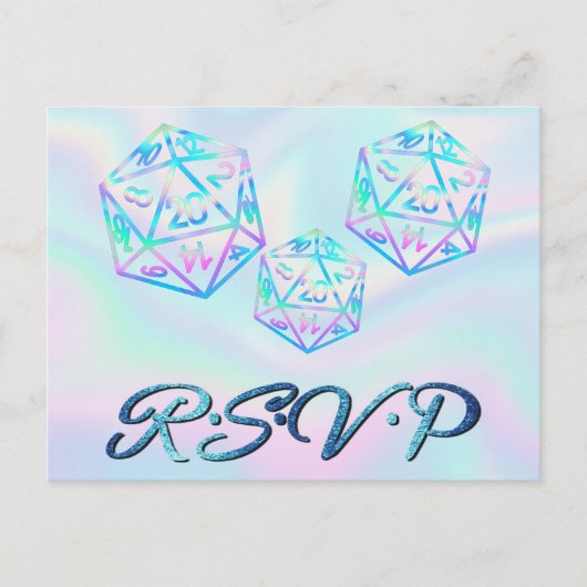 RPG Dice | Holo Fantasy Tabletop Gamer Entree UAWG Einladungspostkarte (Vorderseite)