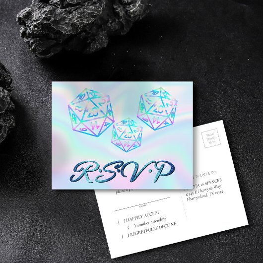 RPG Dice | Holo Fantasy Tabletop Gamer Event UAWG Einladungspostkarte