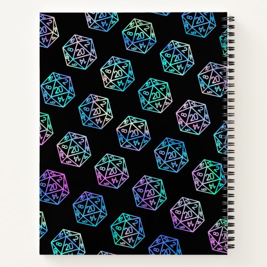 RPG Dice | Holo Fantasy Tabletop Gamer Graph Paper Notizblock (Rückseite)