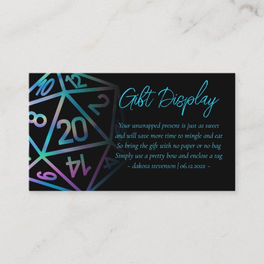 RPG Dice | Holo Fantasy Tabletop Geschenke auf Dis Begleitkarte (Vorderseite)