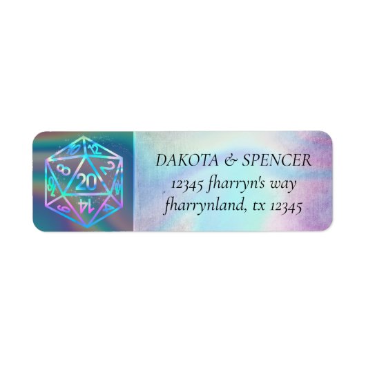 RPG Dice | Holo Fantasy Tabletop PnP Gamer-Adresse (Vorne)